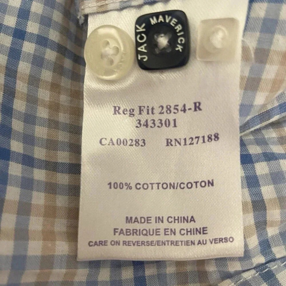 Jack Maverick Soft Blue Plaid Long Sleeve Men’s‎ Dress Shirt Button Size L Large - Picture 8 of 13